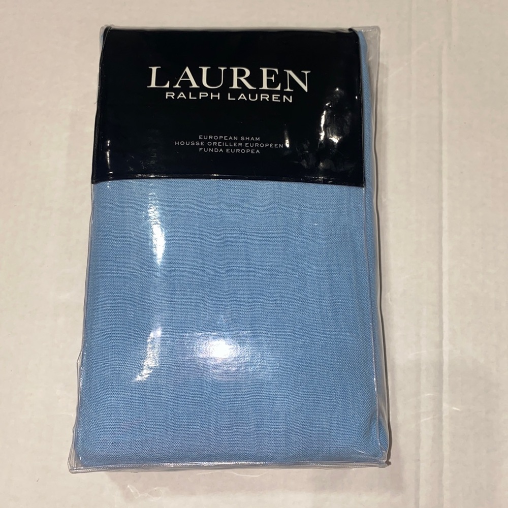 Ralph Lauren euro sham brand new blue linen with a white border - Picture 3 of 4